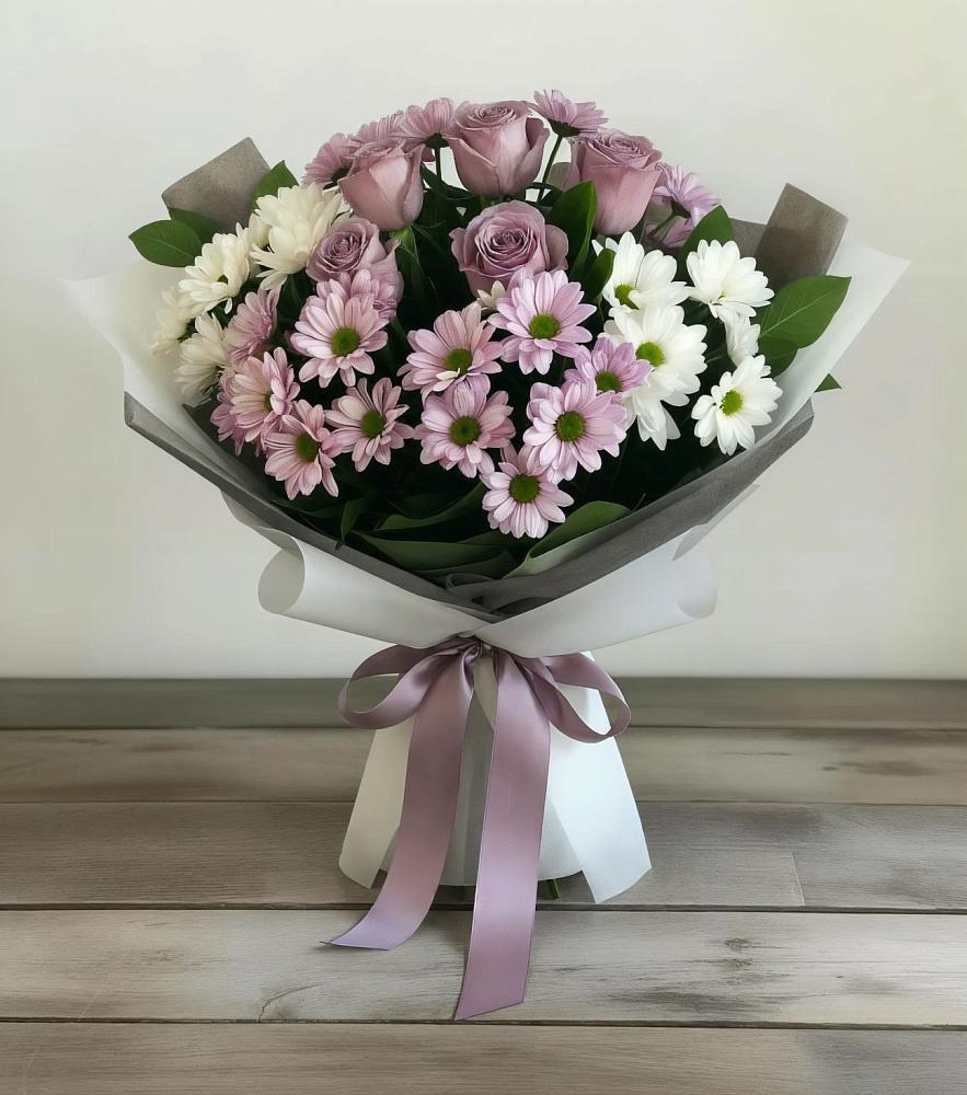 Букет цветов из: Хризантемы и Розы в Чограйском
