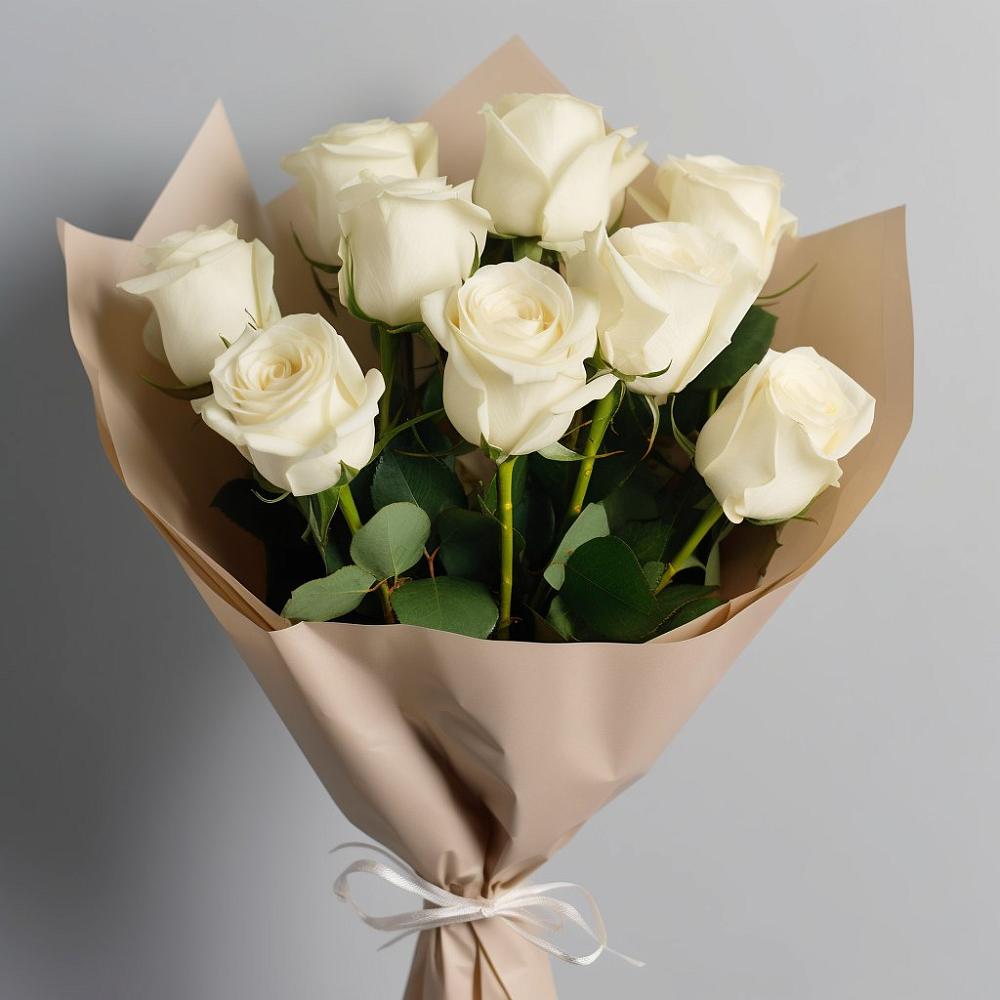 Букет 9 Белых роз Эдлесс Лав в Чограйском