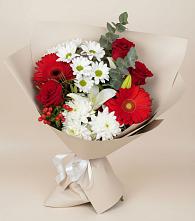 Букет цветов из:  Розы, Хризантемы, Герберы и Лилии в Чограйском