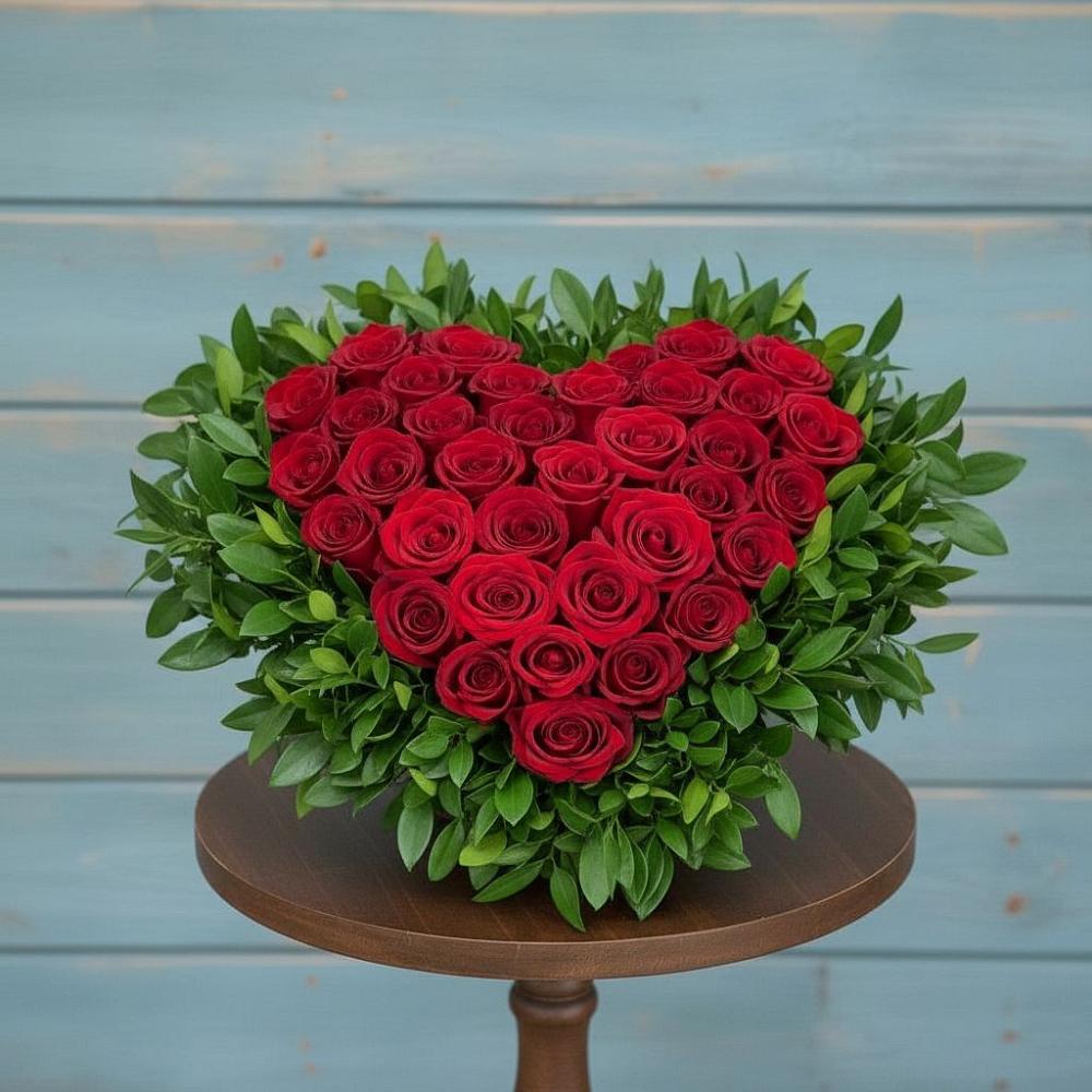 Цветочная композиция из Розы в виде сердца в Чограйском