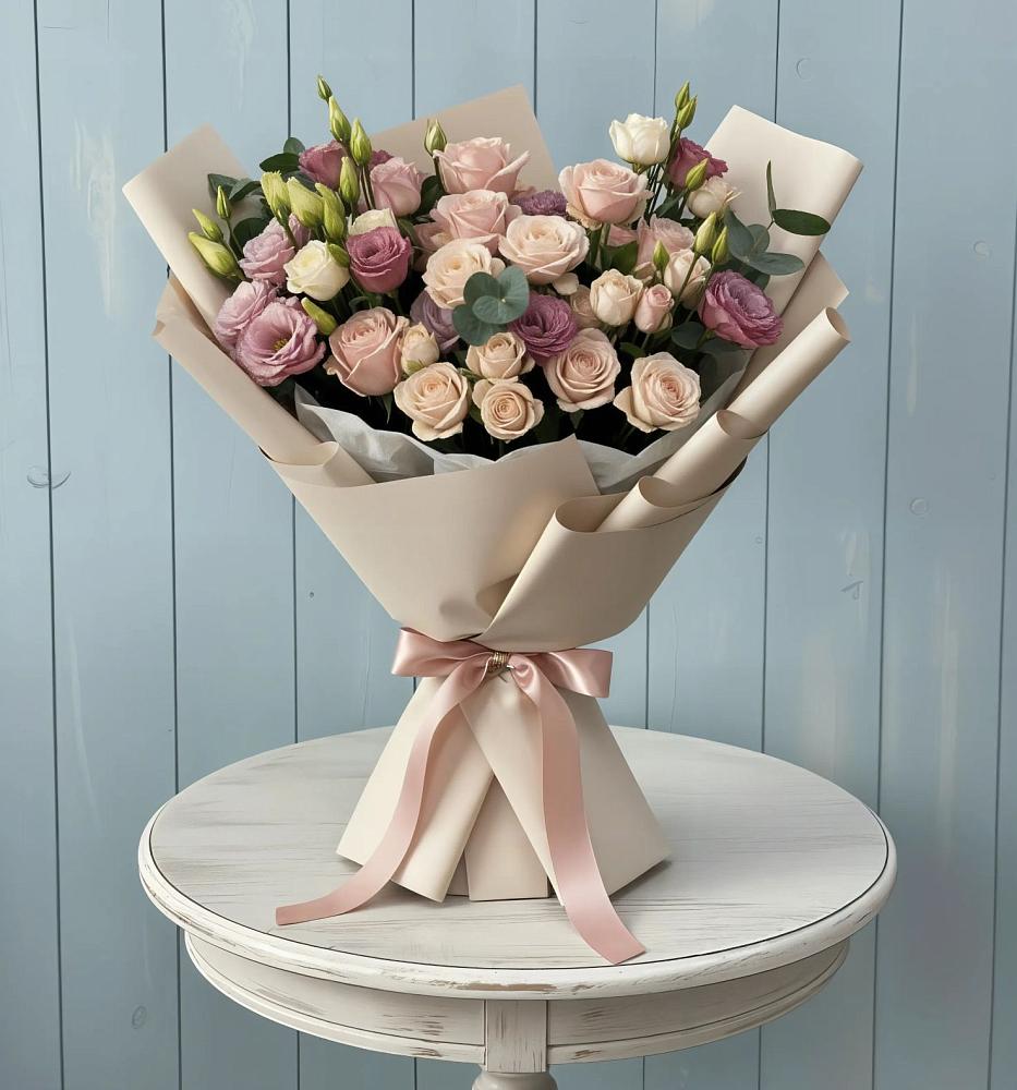 Букет цветов из: Розы и Лизиантусы в Чограйском