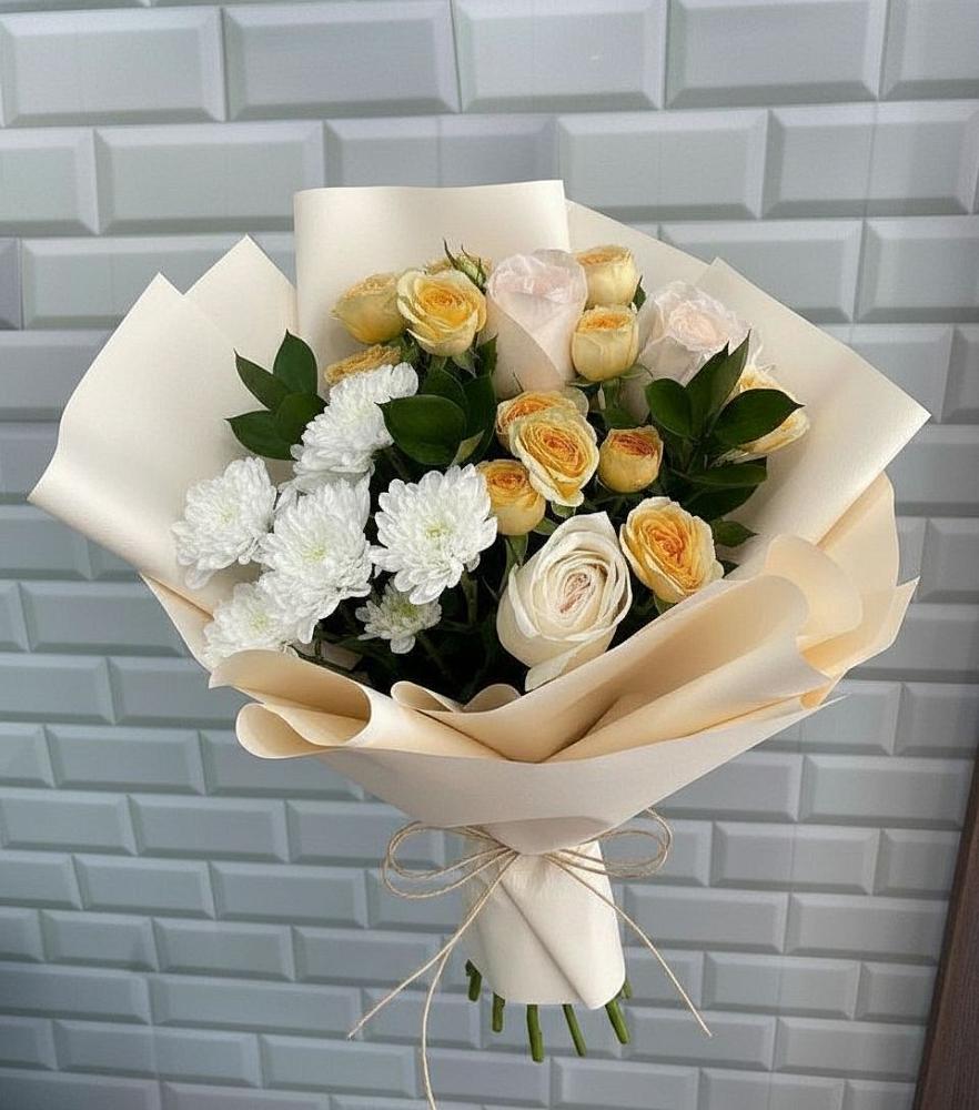 Букет цветов из: Розы и Хризантемы в Чограйском