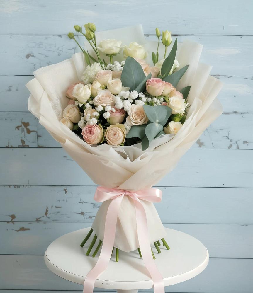 Букет цветов из: Розы и Лизиантусы в Чограйском