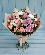 Букет цветов из:  Хризантемы, Розы и Альстромерии в Чограйском