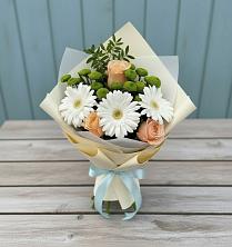 Букет цветов из:  Герберы, Розы и Хризантемы в Чограйском