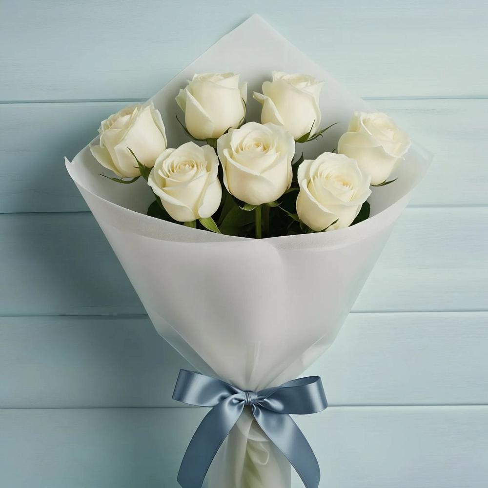 Букет 7 Белых роз Эдлесс Лав в Чограйском