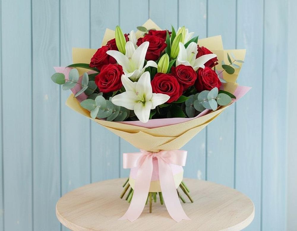 Букет цветов из: Лилии и Розы в Чограйском